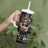 Mexican La Catrina Tumbler With Handle Viva Mexico Dia De Muertos - Wonder Print Shop