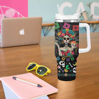 Mexican La Catrina Tumbler With Handle Viva Mexico Dia De Muertos - Wonder Print Shop