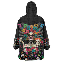 Mexican La Catrina Wearable Blanket Hoodie Viva Mexico Dia De Muertos - Wonder Print Shop