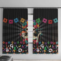 Mexican La Catrina Window Curtain Viva Mexico Dia De Muertos - Wonder Print Shop