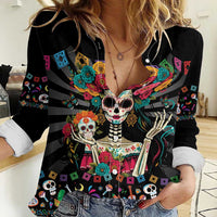 Mexican La Catrina Women Casual Shirt Viva Mexico Dia De Muertos - Wonder Print Shop