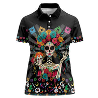 Mexican La Catrina Women Polo Shirt Viva Mexico Dia De Muertos - Wonder Print Shop