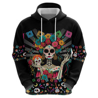 Mexican La Catrina Zip Hoodie Viva Mexico Dia De Muertos - Wonder Print Shop