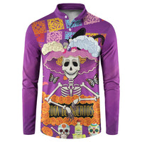 Dia De Muertos Mexico Button Sweatshirt La Calavera Catrina - Wonder Print Shop