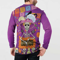 Dia De Muertos Mexico Button Sweatshirt La Calavera Catrina - Wonder Print Shop