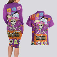 Dia De Muertos Mexico Couples Matching Long Sleeve Bodycon Dress and Hawaiian Shirt La Calavera Catrina - Wonder Print Shop