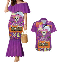 Dia De Muertos Mexico Couples Matching Mermaid Dress and Hawaiian Shirt La Calavera Catrina - Wonder Print Shop