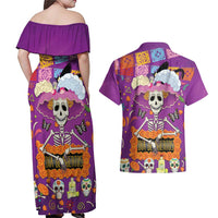 Dia De Muertos Mexico Couples Matching Off Shoulder Maxi Dress and Hawaiian Shirt La Calavera Catrina - Wonder Print Shop