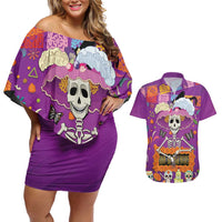 Dia De Muertos Mexico Couples Matching Off Shoulder Short Dress and Hawaiian Shirt La Calavera Catrina - Wonder Print Shop