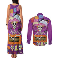 Dia De Muertos Mexico Couples Matching Tank Maxi Dress and Long Sleeve Button Shirt La Calavera Catrina - Wonder Print Shop