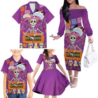 Dia De Muertos Mexico Family Matching Off The Shoulder Long Sleeve Dress and Hawaiian Shirt La Calavera Catrina - Wonder Print Shop