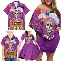 Dia De Muertos Mexico Family Matching Off Shoulder Short Dress and Hawaiian Shirt La Calavera Catrina - Wonder Print Shop