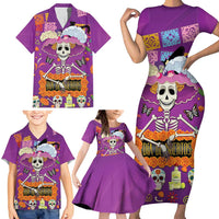 Dia De Muertos Mexico Family Matching Short Sleeve Bodycon Dress and Hawaiian Shirt La Calavera Catrina - Wonder Print Shop