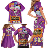 Dia De Muertos Mexico Family Matching Short Sleeve Bodycon Dress and Hawaiian Shirt La Calavera Catrina - Wonder Print Shop