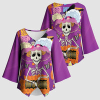 Dia De Muertos Mexico Kimono Sleeve Blouse La Calavera Catrina - Wonder Print Shop
