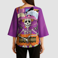Dia De Muertos Mexico Kimono Sleeve Blouse La Calavera Catrina - Wonder Print Shop
