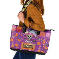 Dia De Muertos Mexico Leather Tote Bag La Calavera Catrina - Wonder Print Shop
