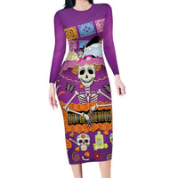 Dia De Muertos Mexico Long Sleeve Bodycon Dress La Calavera Catrina - Wonder Print Shop