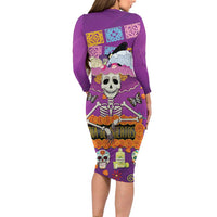 Dia De Muertos Mexico Long Sleeve Bodycon Dress La Calavera Catrina - Wonder Print Shop