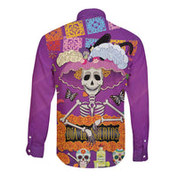 Dia De Muertos Mexico Long Sleeve Button Shirt La Calavera Catrina - Wonder Print Shop