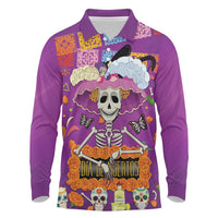 Dia De Muertos Mexico Long Sleeve Polo Shirt La Calavera Catrina - Wonder Print Shop