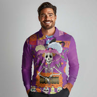 Dia De Muertos Mexico Long Sleeve Polo Shirt La Calavera Catrina - Wonder Print Shop