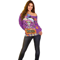 Dia De Muertos Mexico Off Shoulder Sweater La Calavera Catrina - Wonder Print Shop