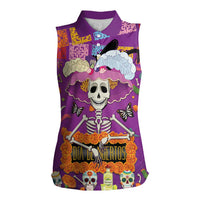 Dia De Muertos Mexico Women Sleeveless Polo Shirt La Calavera Catrina - Wonder Print Shop