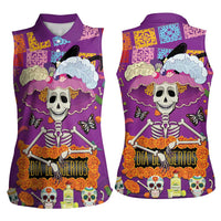 Dia De Muertos Mexico Women Sleeveless Polo Shirt La Calavera Catrina - Wonder Print Shop