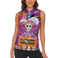 Dia De Muertos Mexico Women Sleeveless Polo Shirt La Calavera Catrina - Wonder Print Shop