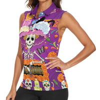 Dia De Muertos Mexico Women Sleeveless Polo Shirt La Calavera Catrina - Wonder Print Shop