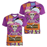 Dia De Muertos Mexico Women V-Neck T-Shirt La Calavera Catrina - Wonder Print Shop