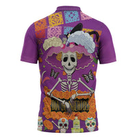 Dia De Muertos Mexico Zipper Polo Shirt La Calavera Catrina - Wonder Print Shop
