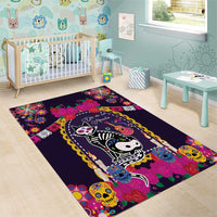 Mexico Day Of The Dead Area Rug Cat Skeleton Dia De Los Meowtos - Wonder Print Shop
