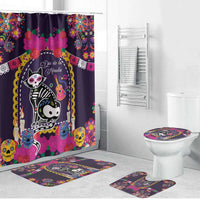 Mexico Day Of The Dead Bathroom Set Cat Skeleton Dia De Los Meowtos - Wonder Print Shop