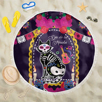 Mexico Day Of The Dead Beach Blanket Cat Skeleton Dia De Los Meowtos - Wonder Print Shop