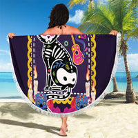 Mexico Day Of The Dead Beach Blanket Cat Skeleton Dia De Los Meowtos - Wonder Print Shop