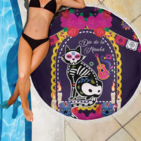 Mexico Day Of The Dead Beach Blanket Cat Skeleton Dia De Los Meowtos - Wonder Print Shop