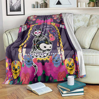Mexico Day Of The Dead Blanket Cat Skeleton Dia De Los Meowtos - Wonder Print Shop