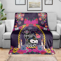 Mexico Day Of The Dead Blanket Cat Skeleton Dia De Los Meowtos - Wonder Print Shop
