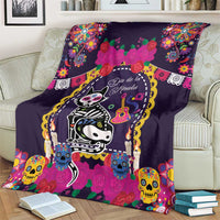 Mexico Day Of The Dead Blanket Cat Skeleton Dia De Los Meowtos - Wonder Print Shop