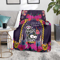 Mexico Day Of The Dead Blanket Cat Skeleton Dia De Los Meowtos - Wonder Print Shop