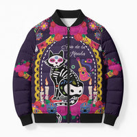 Mexico Day Of The Dead Bomber Puffer Jacket Cat Skeleton Dia De Los Meowtos - Wonder Print Shop