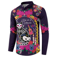 Mexico Day Of The Dead Button Sweatshirt Cat Skeleton Dia De Los Meowtos - Wonder Print Shop