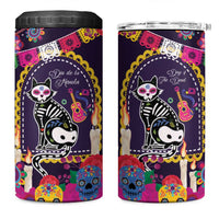 Mexico Day Of The Dead 4 in 1 Can Cooler Tumbler Cat Skeleton Dia De Los Meowtos - Wonder Print Shop