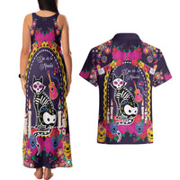 Mexico Day Of The Dead Couples Matching Tank Maxi Dress and Hawaiian Shirt Cat Skeleton Dia De Los Meowtos - Wonder Print Shop