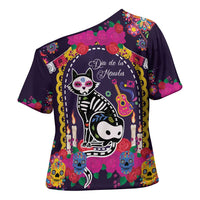 Mexico Day Of The Dead Cross Shoulder Shirt Cat Skeleton Dia De Los Meowtos - Wonder Print Shop