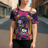 Mexico Day Of The Dead Cross Shoulder Shirt Cat Skeleton Dia De Los Meowtos - Wonder Print Shop