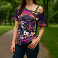 Mexico Day Of The Dead Cross Shoulder Shirt Cat Skeleton Dia De Los Meowtos - Wonder Print Shop