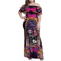 Mexico Day Of The Dead Family Matching Off Shoulder Maxi Dress and Hawaiian Shirt Cat Skeleton Dia De Los Meowtos - Wonder Print Shop